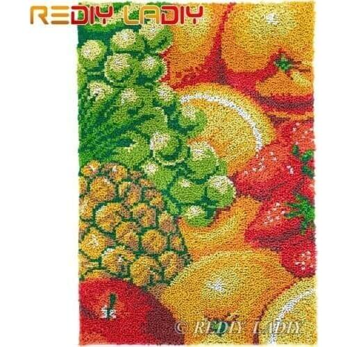 Latch Hook Rug Fruits Family Chunky Yarn Tapestry Kits DIY Carpet Rug Knitted Floor Mat Crochet Cushion Arts & Crafts 58*88cm