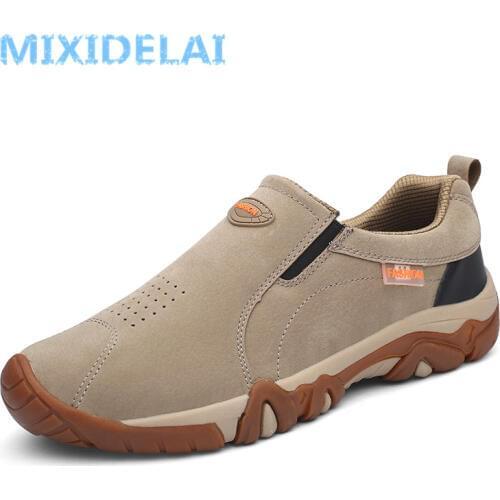 MIXIDELAI 2019 Spring Summer Genuine leather Out door Loafers Sneakers For Men Shoes Male Footwear Walking comfortable Slip-On