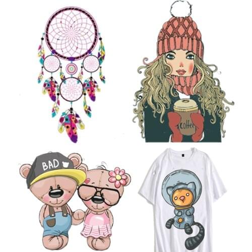 Boy Girl Iron On Transfer Patches Diy Accessory Decoration Cartoon High Quality Stickers For Clothing Patches lovely bear A