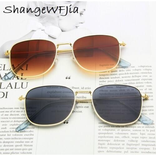 Sunglasses Women Brand Square Lens Clear Designer Retro Alloy Frame Sun Glasses Men Glass Oculos Feminino