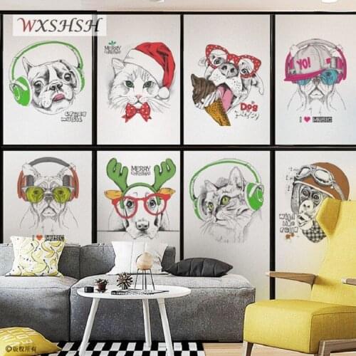 Custom Size Window Film Static Cling Privacy Protection Cartoon Animal Cute Pattern Home Decoration Kids Room Frosted Tint-Film