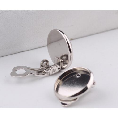 Reidgaller 20pcs fit 12mm cameo cabochon earrings base settings diy clip on earring findings