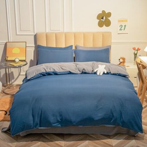 Nordic Bedding Set Solid Duvet Cover And Bed Linen Flat Bed Sheet Bedspread On The Bed A/B Double-sided Pattern Home Textile