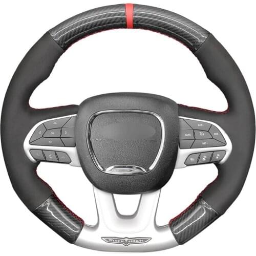 Hand-stitched Black Suede Carbon Fiber Car Steering Wheel Cover for Dodge (SRT) Challenger Dodge Charger 2015-2021 Dodge Durango