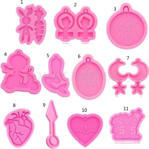 Silicone Keychain Mold Resin Silicone Rabbit Heart Moon Star Earrings Pendant Mold DIY Keychain Decor Resin Mold Tools Drop Ship