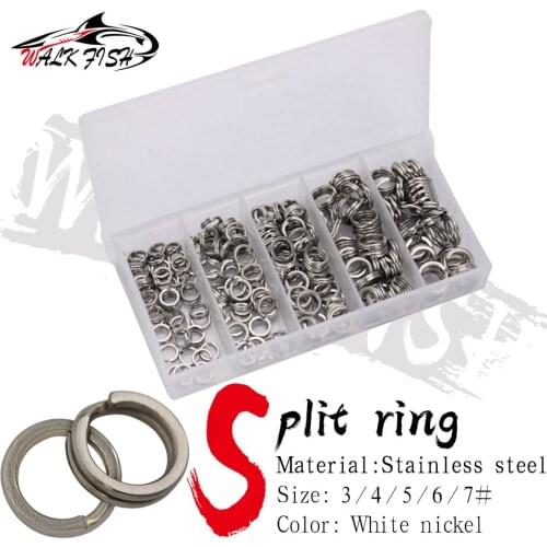 WALK FISH 200pcs Stainless Steel Split Ring Assorted Fishing Tackle Fishing Rings for Blank Lures Crankbait Hard Bait fishing