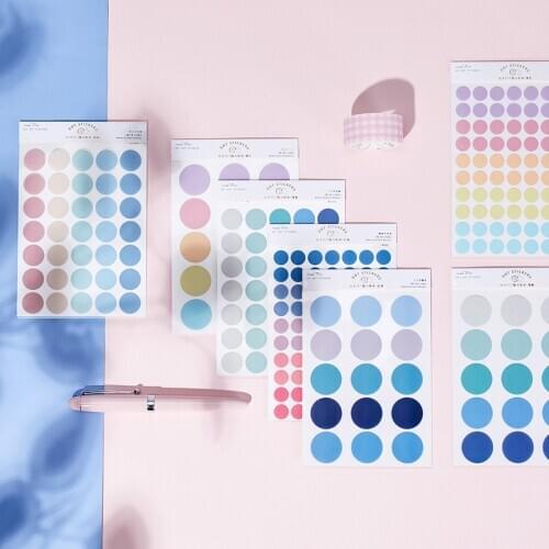 Yisuremia 3 Sheets PET Dot Stickers Kawaii Scrapbooking Crafts Journal Planner Label DIY Decorative Stickers School Stationery