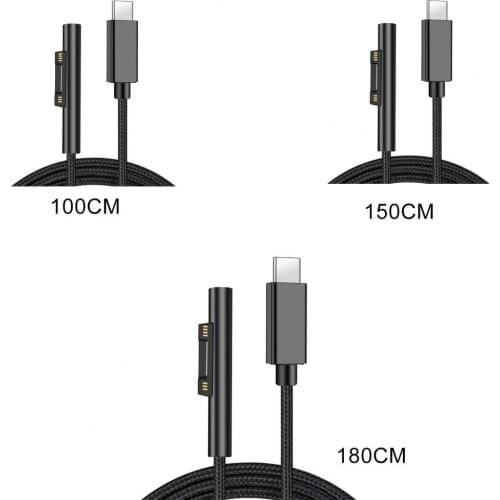 Charging Cord 3A Plug and Play Type-c 1/1.5/1.8m Laptop Charging Cord for Surface Pro 3/4/5/6 Go