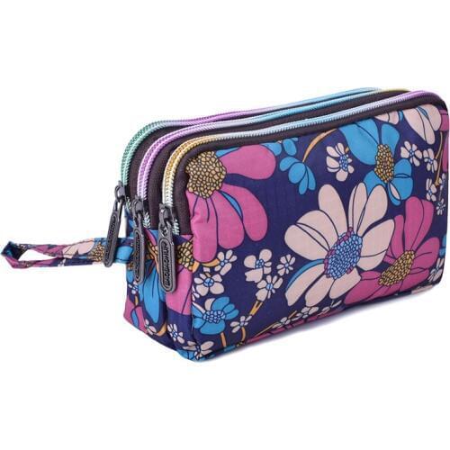 Ladies Fashion Cute 3 Layer Women Wallet Credit Card Holder Bag Zipper Phone Purse Clutch Handbag with Wrist Belt