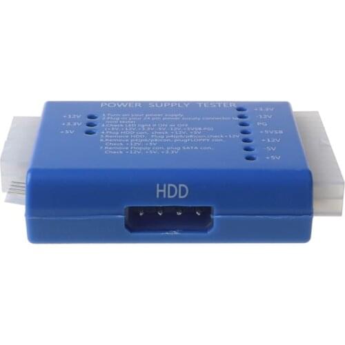 1Pcs NEW Black PC 20 24 Pin PSU ATX SATA HD Power Supply Tester