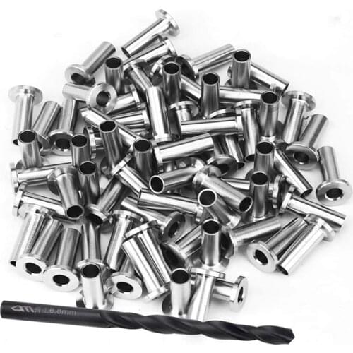 100Pcs Stainless Steel Protective Protector,Sleeves Grommet for 1/8", 5/32", or 3/16" Deck Cable Railing Kit,T316 Marine Grade