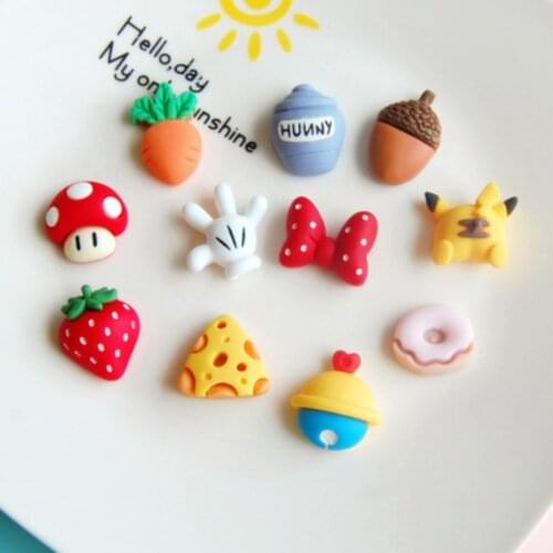 11Pcs Cartoon Characters Flatback Resin Cabochon Simulation Food For Hair Bow Centers DIY Scrapbooking Decoration Accessories