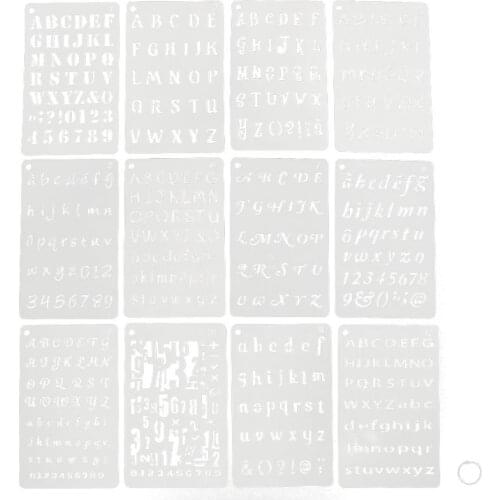 12Pcs Kids English Letters Drawing Molds Plastic Children Painting Stencils DIY Paper Art Craft Card Label Scrapbook Bookmark