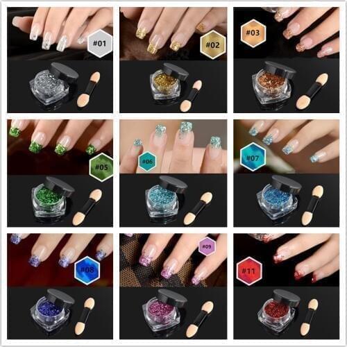 2G/BOX 3D DIY Gold Nial Art Flakes Glitter Mixed Hexagonal Sequins UV Gel Glitter Powder Dust Nail Art Decoration