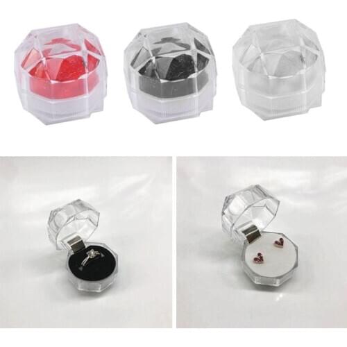 20Pcs Portable Ring Earring Box Acrylic Transparent Wedding Jewelry Organizer