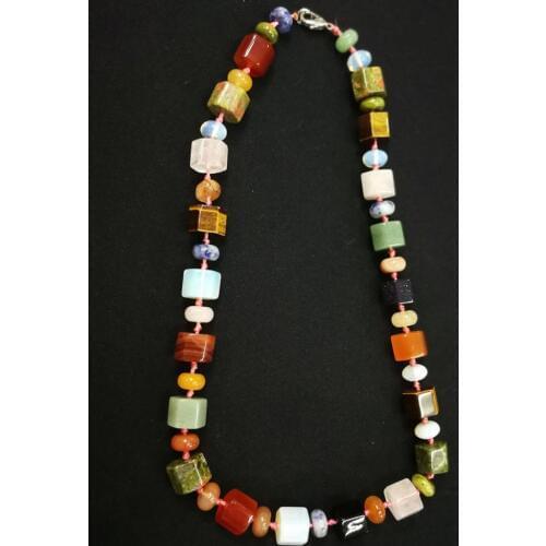 3pcs Natural Stone Roses Quartz Opal Hexagonal Prism Beads String Necklace Bohemia Personality Women Energy Healing Jewelry Free