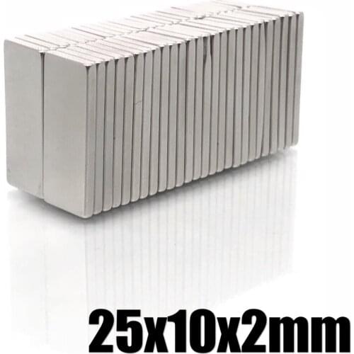 5/10/20/50/100Pcs 25x10x2 Neodymium Magnet 25mm x 10mm x 2 N35 NdFeB Block Super Powerful Strong Permanent Magnetic imanes Block