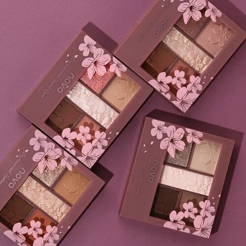5 Colors Petal Carving Eye Shadow Pigment Palette Warm Color Series Matte Glitter Powder Palette Highlight Eyeshadow Cosmetics
