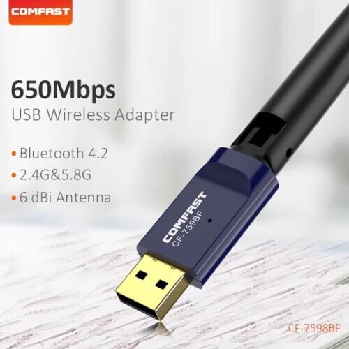 Wifi Adapter Access Point CF-759BF Comfast Wireless Bluetooth 4.2 Antenna High Speed 650Mbps Poweful Dual Band 2.4& 5.8Ghz 6dBi