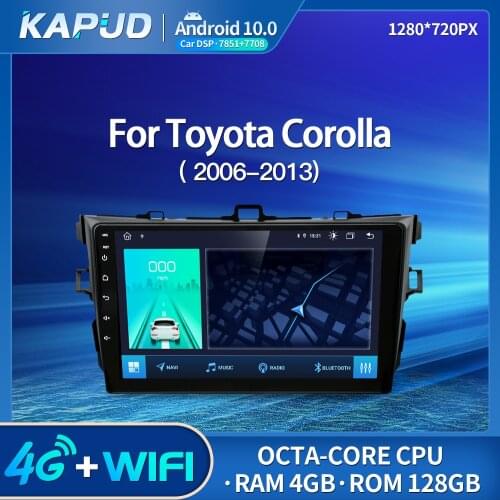Kapud For Toyota Corolla 2006-2013 Android 10 Car Multimedia Video Player 10" Navigation Radio Stereo BT GPS Wifi DSP