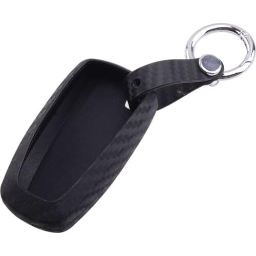 Beler Smart Key Case Cover Shell Fob Holder Fit For Ford Focus MK4 Fusion Explorer Mustang F-150 Edge 2020 Carbon Fiber Style