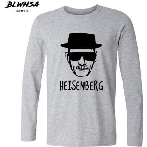 BLWHSA Heisenberg Breaking Bad T Shirts Autumn Men T-shirts Long Sleeve O Neck 100% Cotton Fashion Printed Casual T Shirt