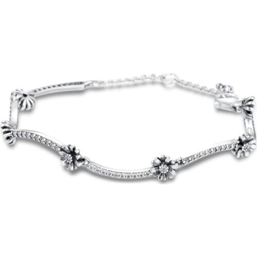 Bracelet Sparkling Flower Bracelets Women Pulseira Hombre Feminina Masculina Pulseras Mujer Silver 925 Sterling jewelry