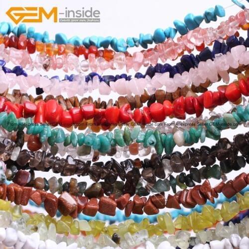 Gem-inside 4-8mm Strand 34inch Natural Freeform Gravel Chips Stone Beads For Jewelry Making bracelets for women DIY Beads Gift