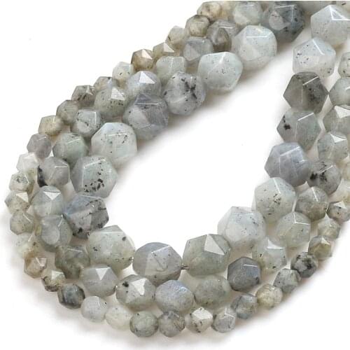 Natural Stone Faceted Gray Labradorite Spacers Loose Beads DIY Bracelet Necklace Charms for Jewelry Making 15"6/8/10mm