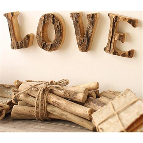 Natural Original solid wood with bark retro wooden letters number for cafeteria bar Birthday Gift Party home Wedding decorations