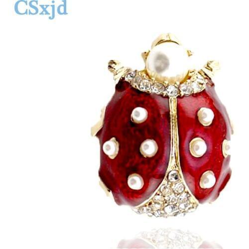 CSxjd Simulated pearl red ladybug brooch corsage Caps Scarf Clamps Intimate Accessories