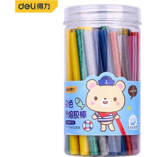 Deli Color Hot Melt Glue Stick 55 PCS/set 7x100mm EVA Material DIY Tools Hot Melt Glue Gun Accessories Repair Tool Accessories
