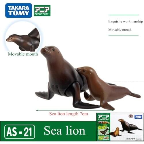 Original Tomy 2Pcs Mini Animal Advanture Anime Sea Lion Figure Educational Birthday Toys for Children 803652
