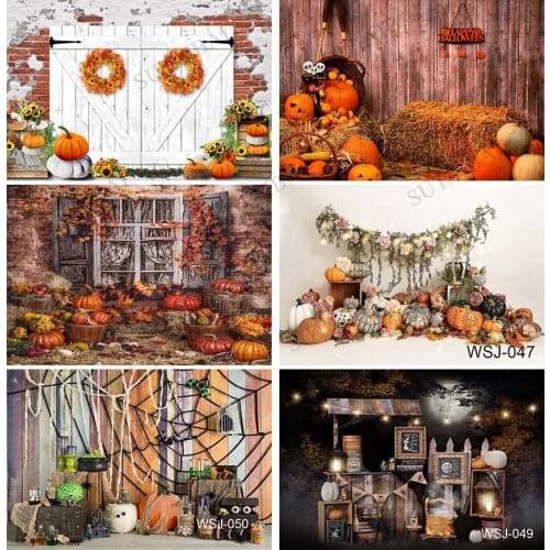 Halloween Backdrop Pumpkin Lantern Castle Forest Moon Tombstone Baby Photography Background for Photo Studio Photophone