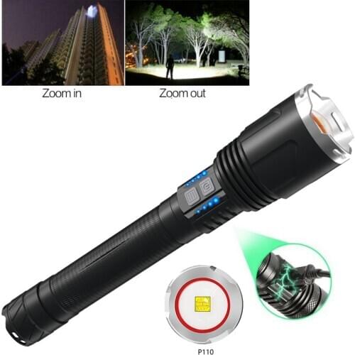 XHP110 Powerful Led Flashlight 10-Core Usb Recharge Zoom Function Torch Bright Portable Zoomable Lantern Waterproof Camping Lamp