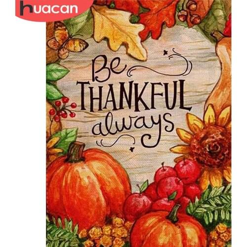 HUACAN Full Square Round Diamond Painting Thanksgiving Diamond Embroidery Mosaic Cartoon Rhinestone Picture Home Decoration