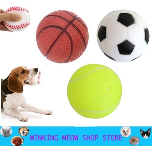 4PC Pet toys Dog simulation football Basketball molar Toy Squeaky Ball High Quality Pet Dog Cat non toxic Interactive Training