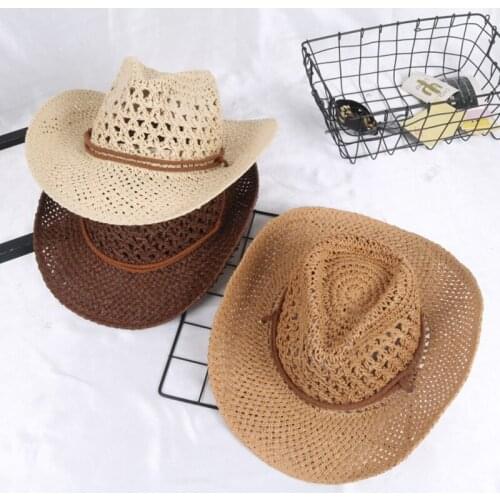 New Summer Casual Sun Hats For Women Fashion Jazz Hat Men Beach Trilby Wide Brim Boater Panama Hat Hollow Visors Cap Handmade