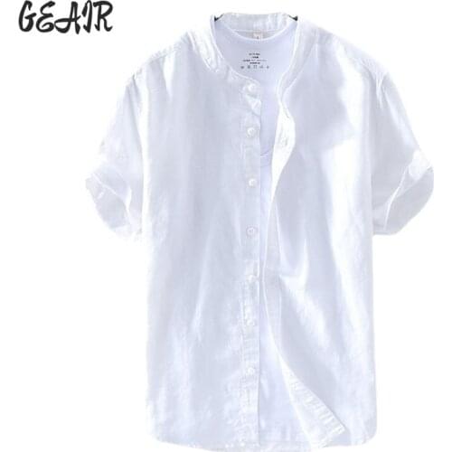 Two-piece Set Linen Shirt T-shirt Mens Short-sleeve Button Up Summer Loose White Shirt Japanese Fashion Mens Casual Shirt