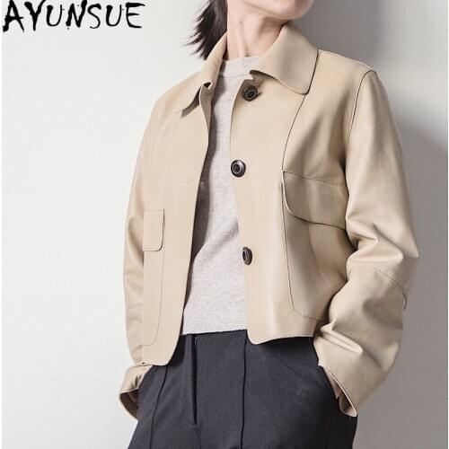 AYUNSUE 2021 new Genuine Leather Jacket Women Spring Natural Sheepskin Coat Female Korean Style Short Clothes Veste Cuir Femme