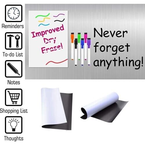 Magnetic Dry-erase Whiteboard Sheet for Fridge Magnet Markers Eraser Magnets Refrigerator White Board Planner Organizer Note Pad