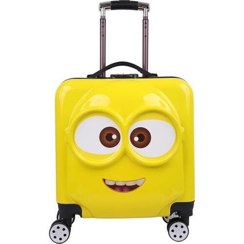Little yellow man 3D suitcase cute anime childrens trolley bag kids cartoon rolling luggage carry ons box travel luggage