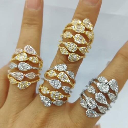 Trendy Luxury Gorgeous Rings For Noble Fashion Women Party Daily Jewelry Cubic Zircon Dubai Naija Bridal Finger Ring 2021 New