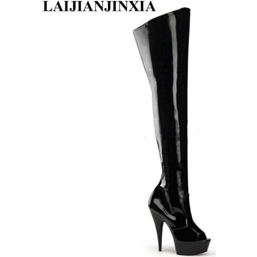 Fashion unique super sexy fish mouth Over-the-Knee boots. Art photography dinner pole dancing boots womens boots