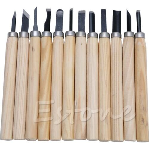 12Pcs Professional Wood Carving Hand Chisel Knife Tool Set Woodworkers Gouges