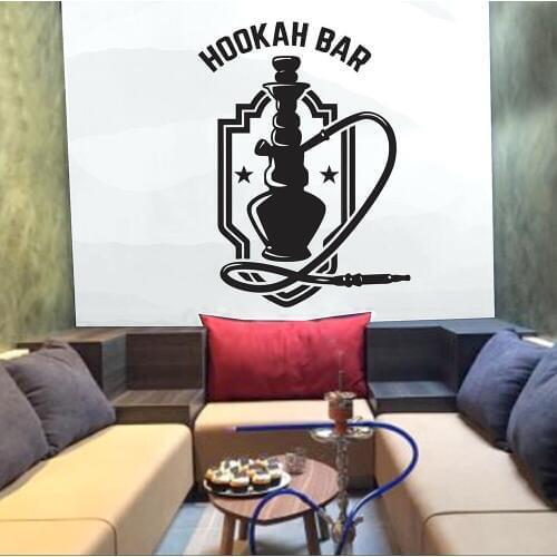 Hookah Bar Wall Stickers Home Decors Living Room Art Wall Decals Hookah Club Smoke Relax Wallpaper Pattern Removable B305