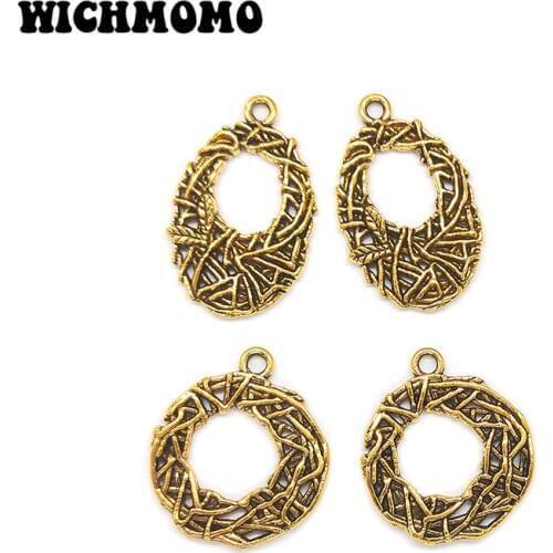 2019 New Fashion 10pieces/bag 26mm Zinc Alloy Retro Gold Round Oval Charms Pendants DIY Necklaces Earrings Jewelry Accessories