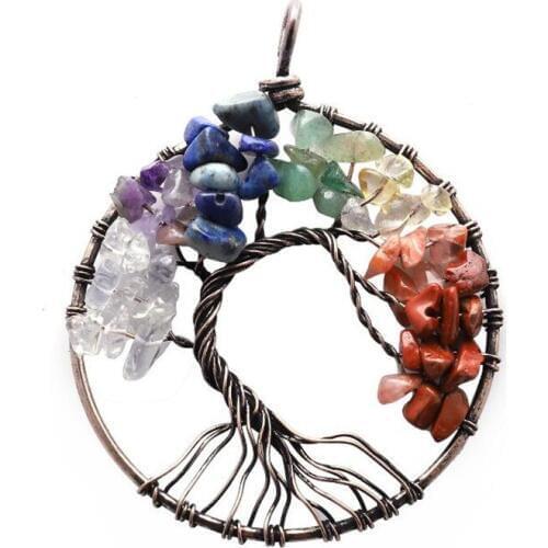 New Arrive Tree of Life Necklace & Pendant Silver Color Crystal Natural Stone Necklace For Women Drop Shipping