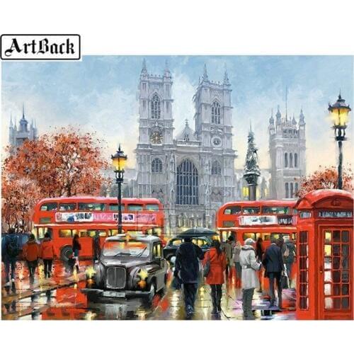 New 5d diy diamond painting London bus view 3D diamond embroidery full square / round drill rhinestone mosaic home decor