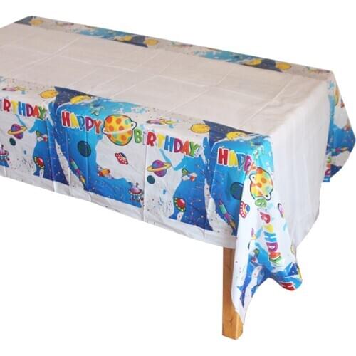 Disposable Plastic Table Clothes Table Cover Tablecloth Waterproof Universe For Happy Birthday Party Decoration And Match Napkin